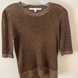 Veronica Beard XS Golden Brown Sweater with Silver Metallic